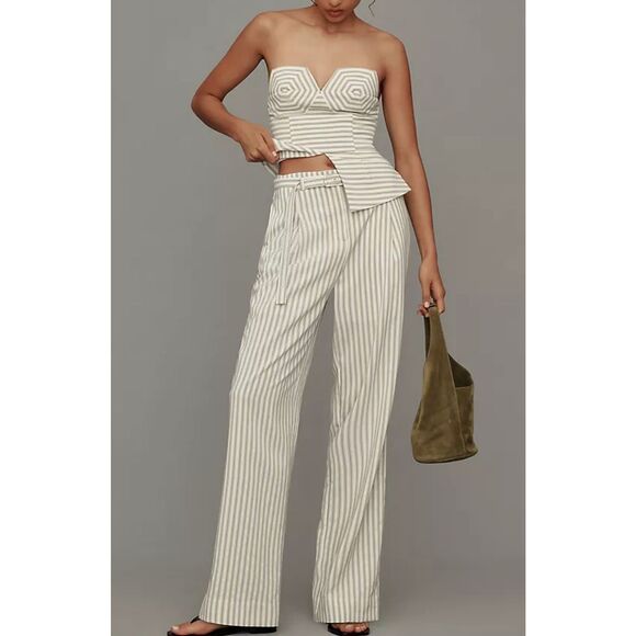 Anthropologie Other - Anthropologie English Factory green striped trouser and tank set size XL